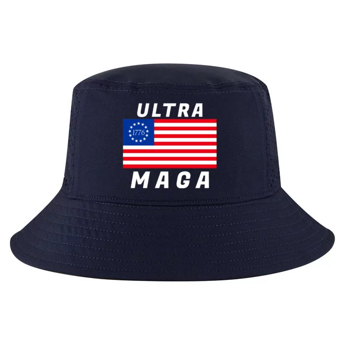 Ultra MAGA Betsy Ross 1776 Flag Trump 2024 Anti Biden Cool Comfort Performance Bucket Hat