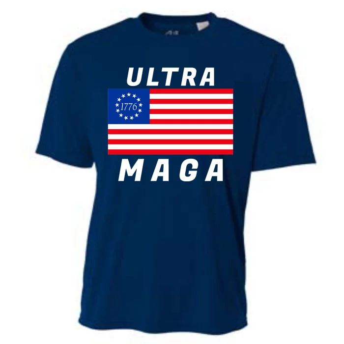 Ultra MAGA Betsy Ross 1776 Flag Trump 2024 Anti Biden Cooling Performance Crew T-Shirt