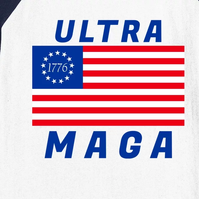 Ultra MAGA Betsy Ross 1776 Flag Trump 2024 Anti Biden Baseball Sleeve Shirt