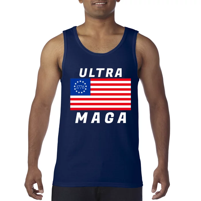 Ultra MAGA Betsy Ross 1776 Flag Trump 2024 Anti Biden Tank Top