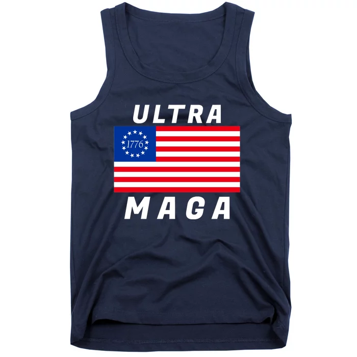 Ultra MAGA Betsy Ross 1776 Flag Trump 2024 Anti Biden Tank Top