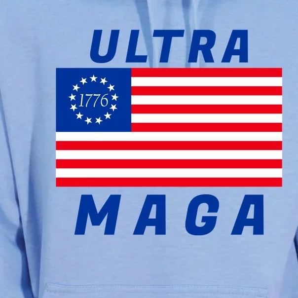 Ultra MAGA Betsy Ross 1776 Flag Trump 2024 Anti Biden Unisex Surf Hoodie