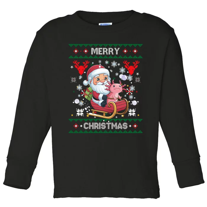 Ugly Merry Christmas Tree Santa Hat Snowflakes Xmas Toddler Long Sleeve Shirt