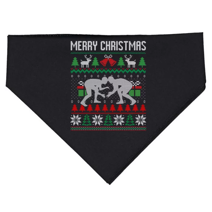 Ugly Merry Christmas Wrestling Wrestler Santa Xmas Costume USA-Made Doggie Bandana