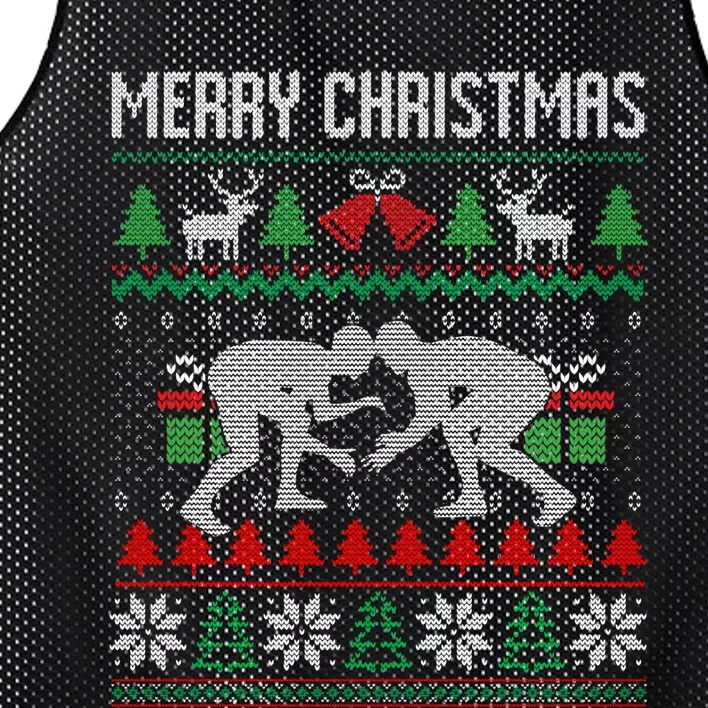 Ugly Merry Christmas Wrestling Wrestler Santa Xmas Costume Mesh Reversible Basketball Jersey Tank