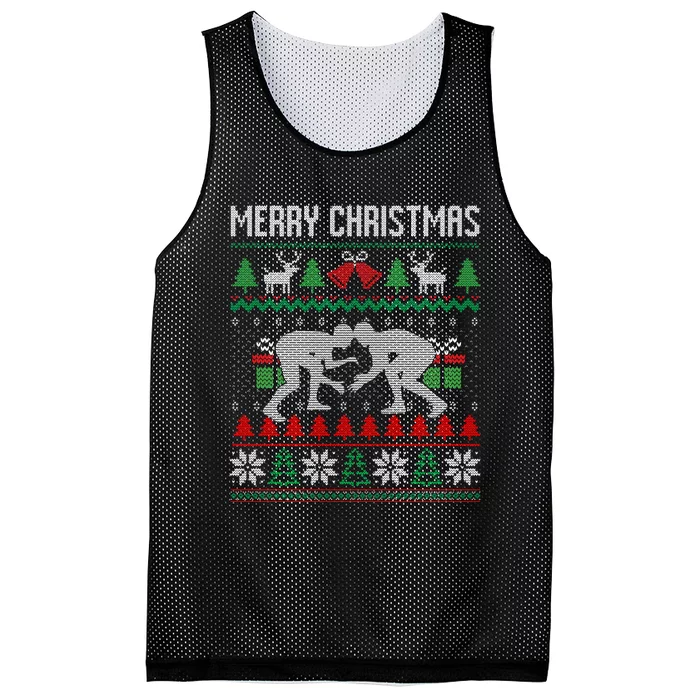 Ugly Merry Christmas Wrestling Wrestler Santa Xmas Costume Mesh Reversible Basketball Jersey Tank