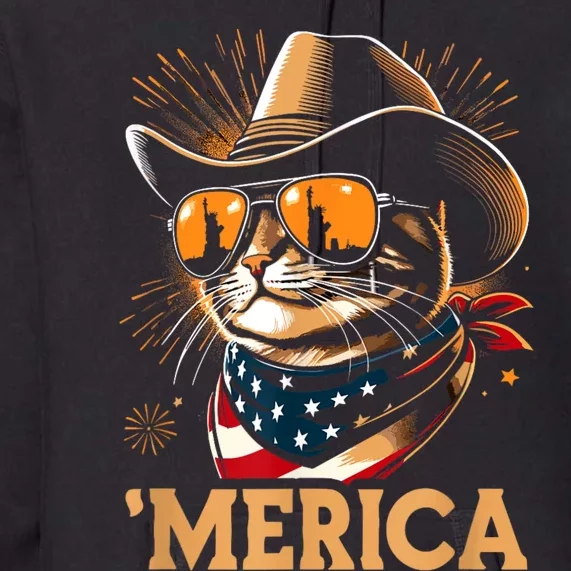 Usa Merica Cat 4th Of July Funny Patriotic Premium Hoodie