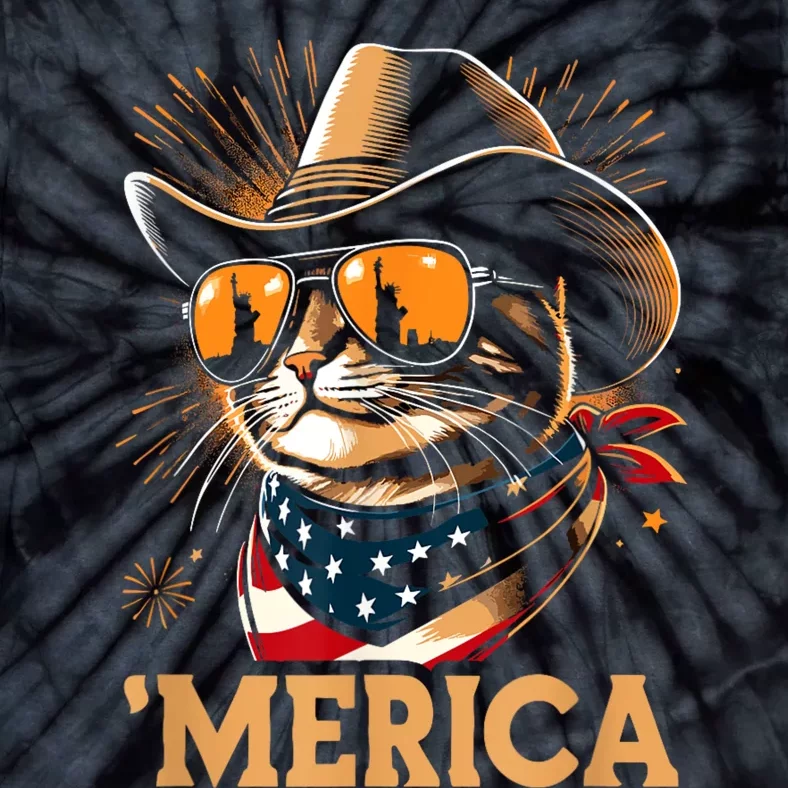 Usa Merica Cat 4th Of July Funny Patriotic Tie-Dye T-Shirt