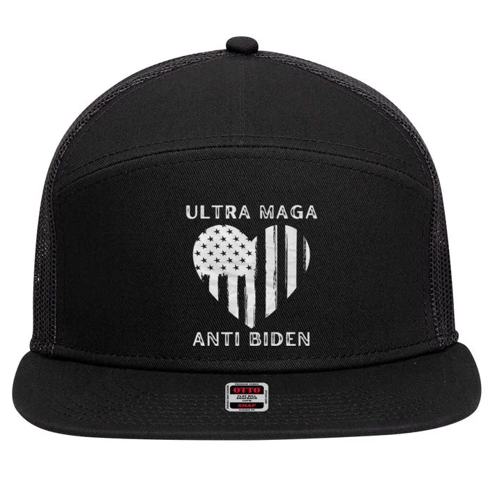 Utra MAGA Conservtive Anti Biden Fourth Of July 7 Panel Mesh Trucker Snapback Hat