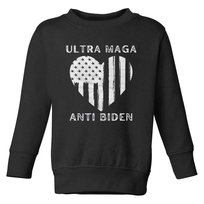 Utra MAGA Conservtive Anti Biden Fourth Of July Toddler Sweatshirt