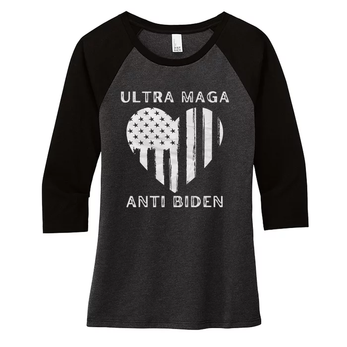 Utra MAGA Conservtive Anti Biden Fourth Of July Women's Tri-Blend 3/4-Sleeve Raglan Shirt