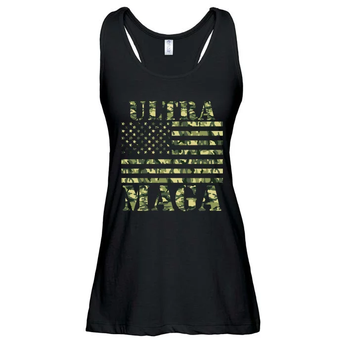 Ultra MAGA Camouflage Camo USA United States Of America Flag Ladies Essential Flowy Tank