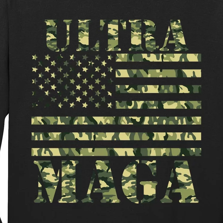 Ultra MAGA Camouflage Camo USA United States Of America Flag Tall Long Sleeve T-Shirt