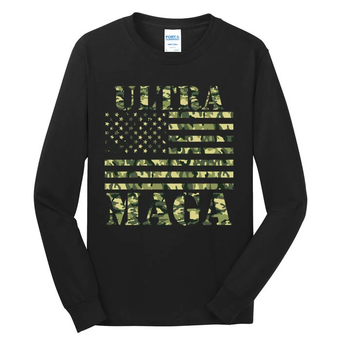 Ultra MAGA Camouflage Camo USA United States Of America Flag Tall Long Sleeve T-Shirt