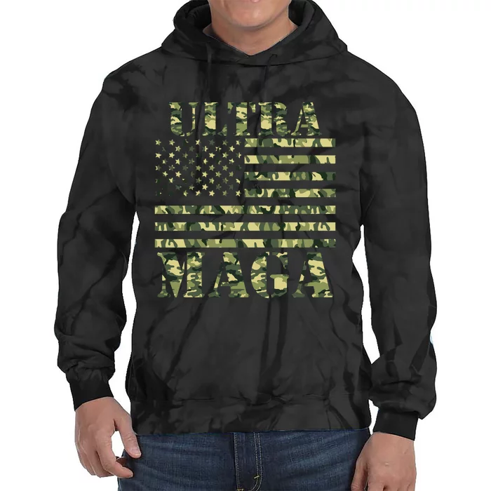 Ultra MAGA Camouflage Camo USA United States Of America Flag Tie Dye Hoodie