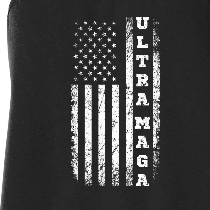 Ultra MAGA Conservative US Flag Women's Racerback Tank