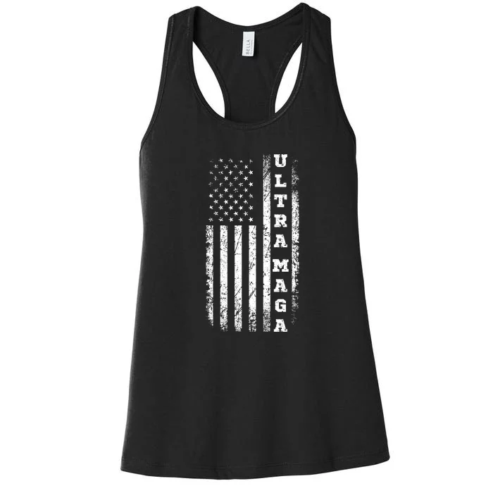 Ultra MAGA Conservative US Flag Women's Racerback Tank