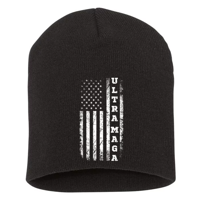 Ultra MAGA Conservative US Flag Short Acrylic Beanie