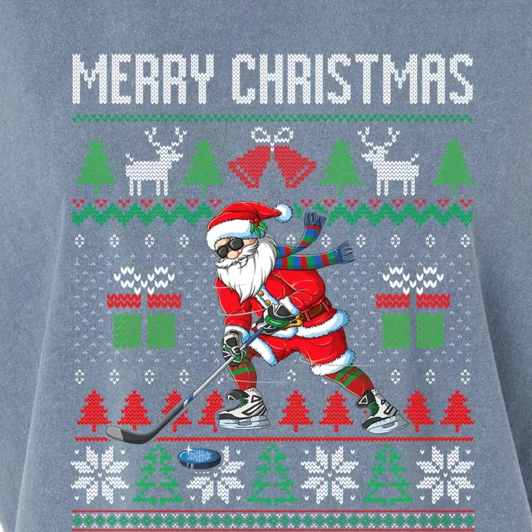 Ugly Merry Christmas 2020 Santa Hockey Xmas Costume Gift Cute Gift Garment-Dyed Women's Muscle Tee