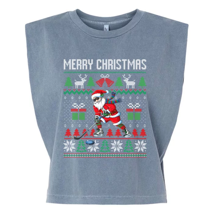 Ugly Merry Christmas 2020 Santa Hockey Xmas Costume Gift Cute Gift Garment-Dyed Women's Muscle Tee