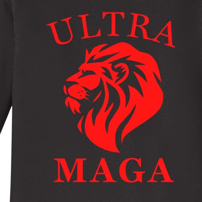 Ultra MAGA Conservative Lion Baby Long Sleeve Bodysuit