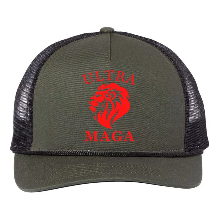 Ultra MAGA Conservative Lion Retro Rope Trucker Hat Cap