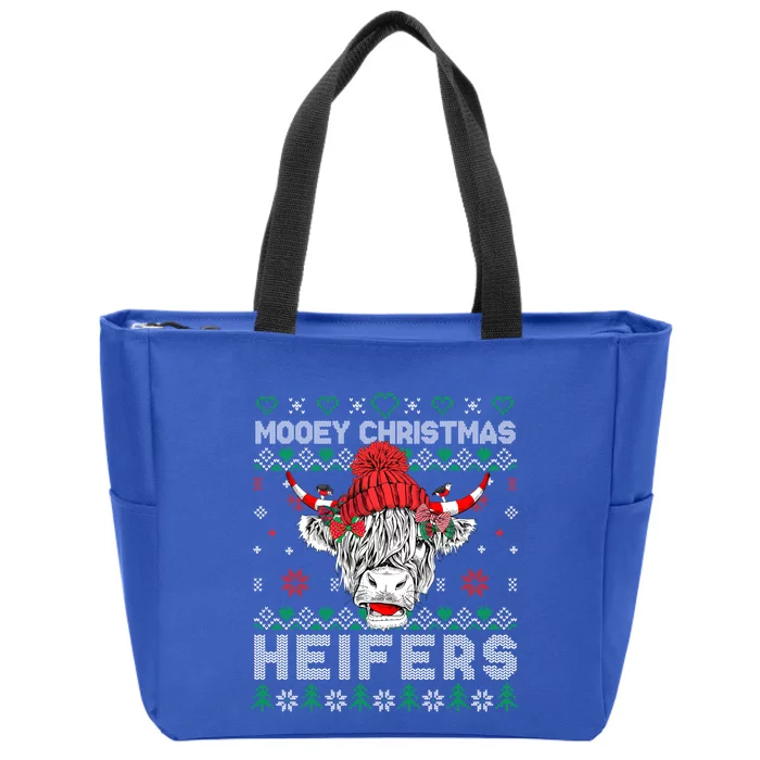 Ugly Mooey Christmas Heifers Santa Cow Funny Great Gift Zip Tote Bag