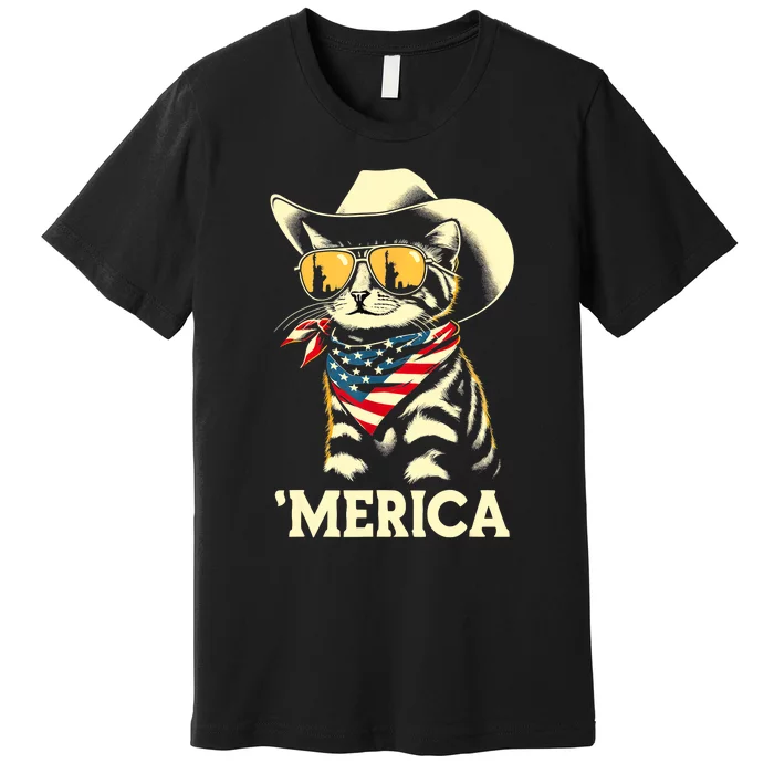 Usa Merica Cat 4th Of July Funny Patriotic Premium T-Shirt