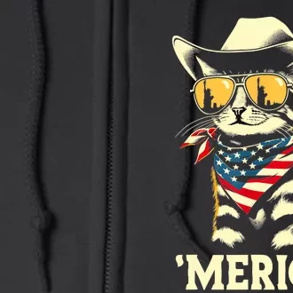 Usa Merica Cat 4th Of July Funny Patriotic Full Zip Hoodie