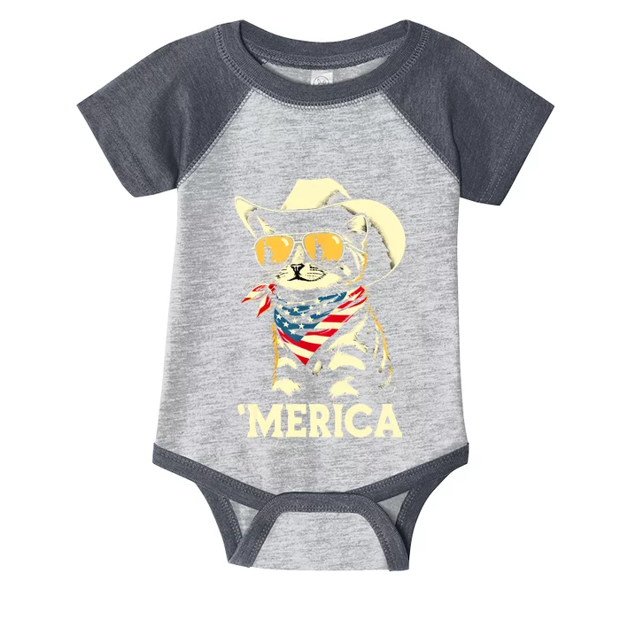 Usa Merica Cat 4th Of July Funny Patriotic Infant Baby Jersey Bodysuit