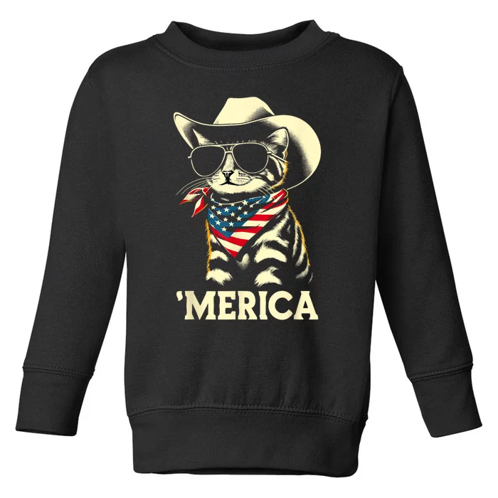 Usa Merica Cat 4th Of July Funny Patriotic Toddler Sweatshirt