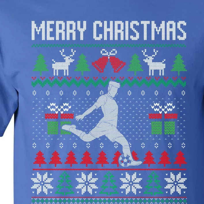 Ugly Merry Christmas Soccer Santa Xmas Costume Gift Tall T-Shirt