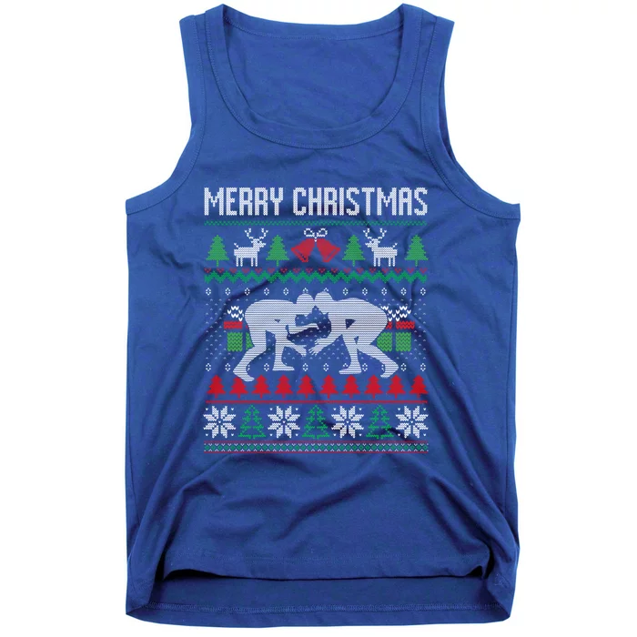 Ugly Merry Christmas Wrestling Wrestler Santa Xmas Costume Gift Tank Top