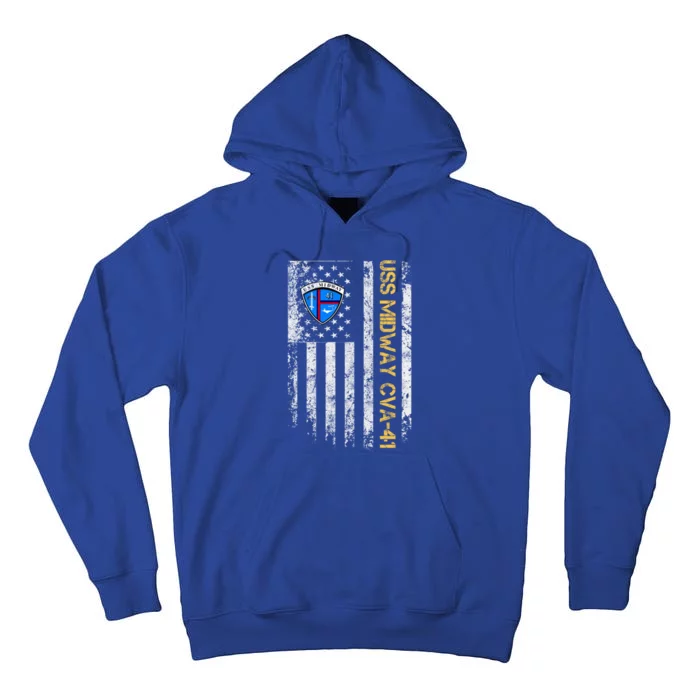 Uss Midway Cvafunny Gift41 Aircraft Carrier Veteran Flag Veterans Day Gift Tall Hoodie