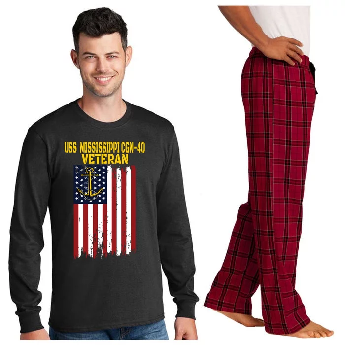 Uss Mississippi Cgn40 Cruiser Veterans Day Fathers Day Long Sleeve Pajama Set