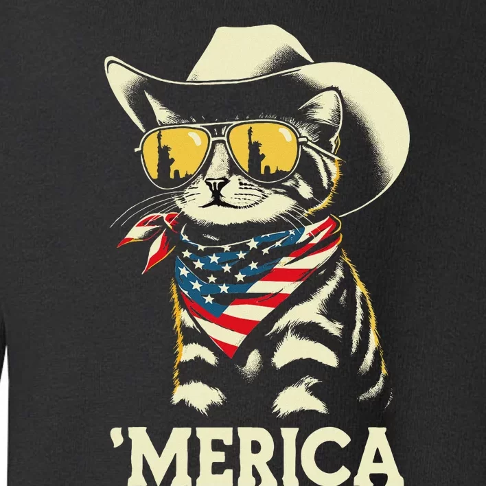 Usa Merica Cat 4th Of July Women Funny Patriotic Toddler Sweatshirt