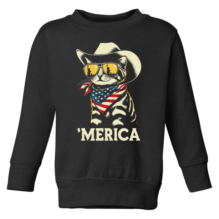 Usa Merica Cat 4th Of July Women Funny Patriotic Toddler Sweatshirt