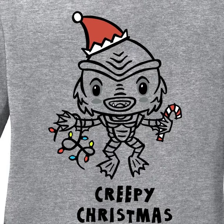 Universal Monsters Christmas Creature From The Black Lagoon Cool Gift Ladies Long Sleeve Shirt