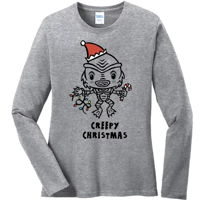 Universal Monsters Christmas Creature From The Black Lagoon Cool Gift Ladies Long Sleeve Shirt