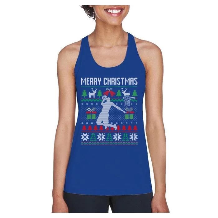 Ugly Merry Christmas Basketball Santa Xmas Costume Gift Meaningful Gift Women's Racerback Tank