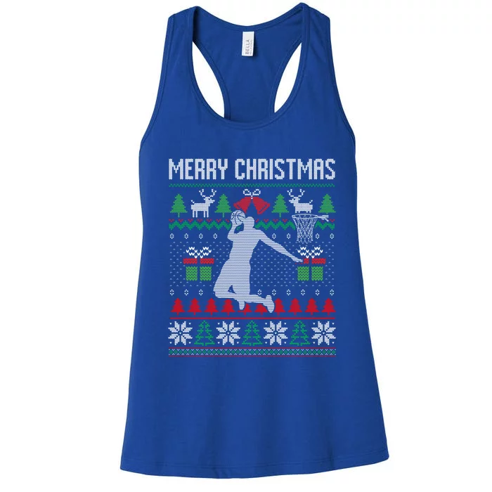 Ugly Merry Christmas Basketball Santa Xmas Costume Gift Meaningful Gift Women's Racerback Tank