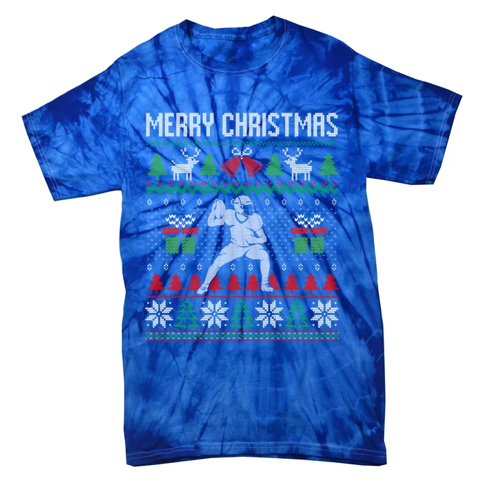 Ugly Merry Christmas Football Santa Xmas Costume Gift Cool Gift Tie-Dye T-Shirt