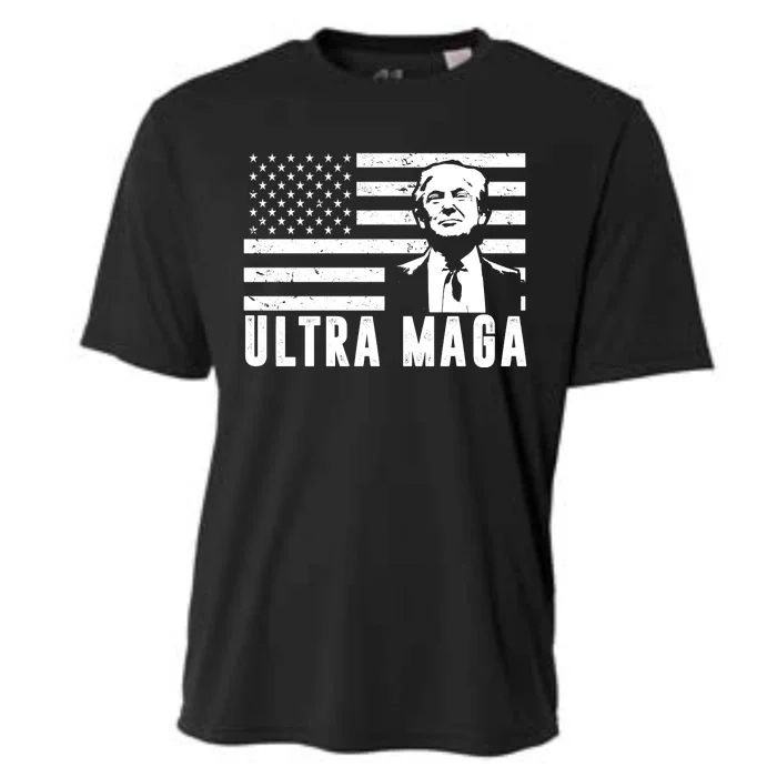 Ultra Maga Donald Trump Usa Flag Cooling Performance Crew T-Shirt