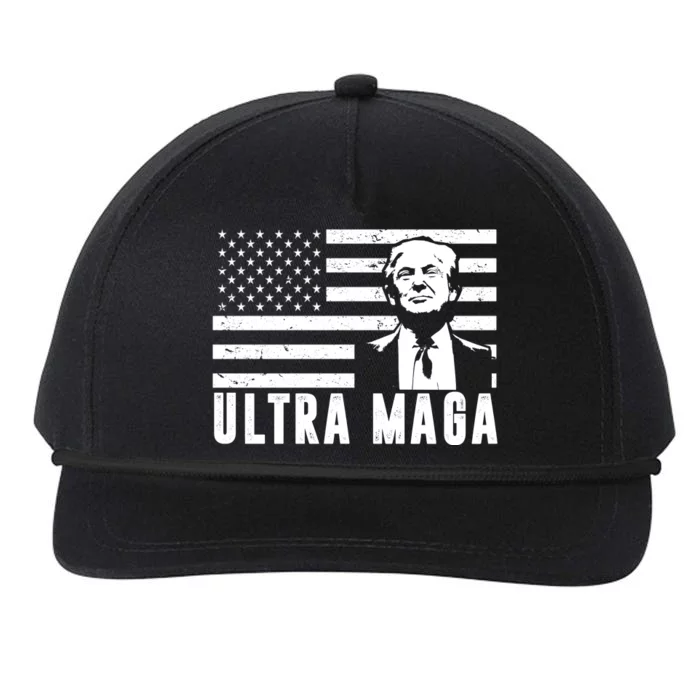 Ultra Maga Donald Trump Usa Flag Snapback Five-Panel Rope Hat