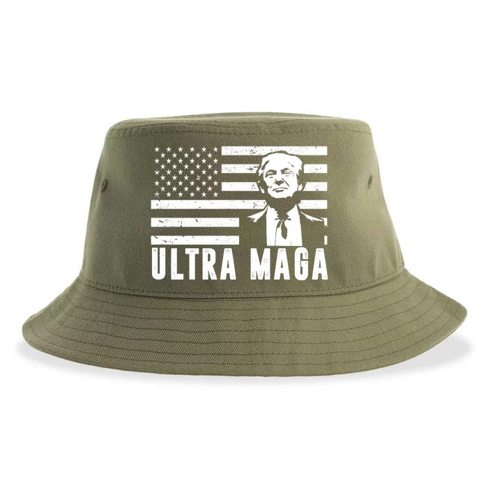 Ultra Maga Donald Trump Usa Flag Sustainable Bucket Hat