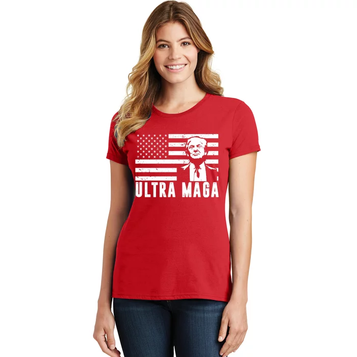 Ultra Maga Donald Trump Usa Flag Women's T-Shirt