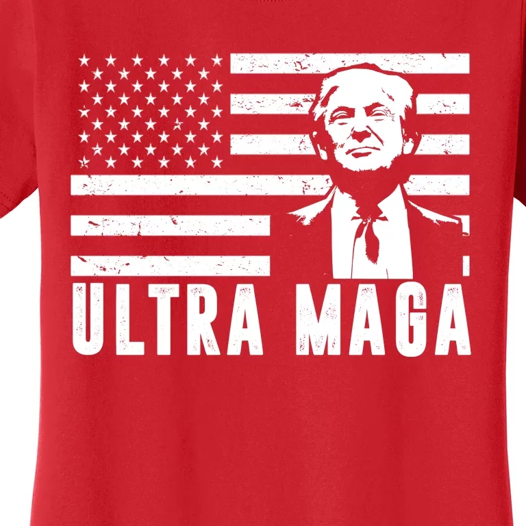 Ultra Maga Donald Trump Usa Flag Women's T-Shirt