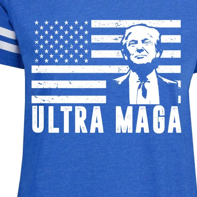 Ultra Maga Donald Trump Usa Flag Enza Ladies Jersey Football T-Shirt