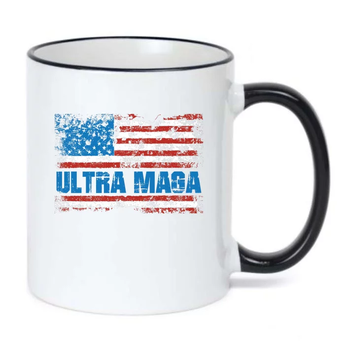 Ultra MAGA Distressed United States Of America USA Flag Black Color Changing Mug