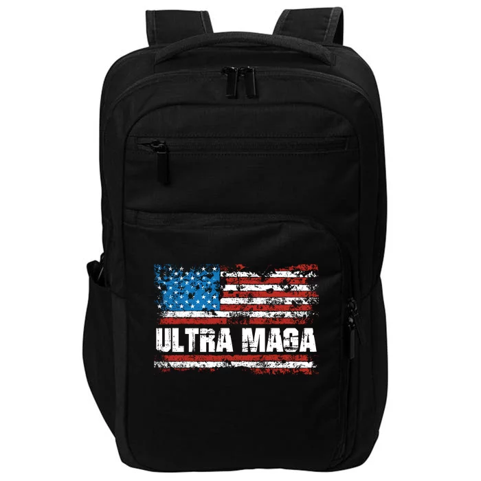 Ultra MAGA Distressed United States Of America USA Flag Impact Tech Backpack